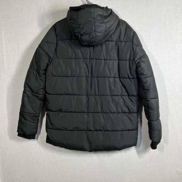Primark Jacket Youth 14-15 Years Black Hooded Puffer Fleece Lined Zip Pockets - Picture 6 of 9